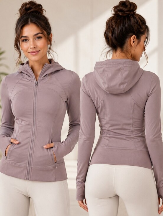 CRZ YOGA Jackets & Blazers - CRZ Yoga Dusty Mauve Hooded Zip Up Jacket XS Thumbhole Activewear Athleisure